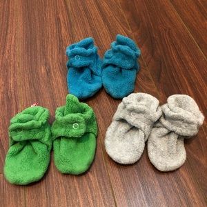 Zutano fleece booties lot of three pairs size 12m